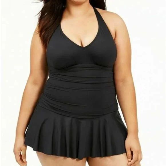 Ralph Lauren Black 1-piece Halter Swimsuit Plus - Picture 1 of 9